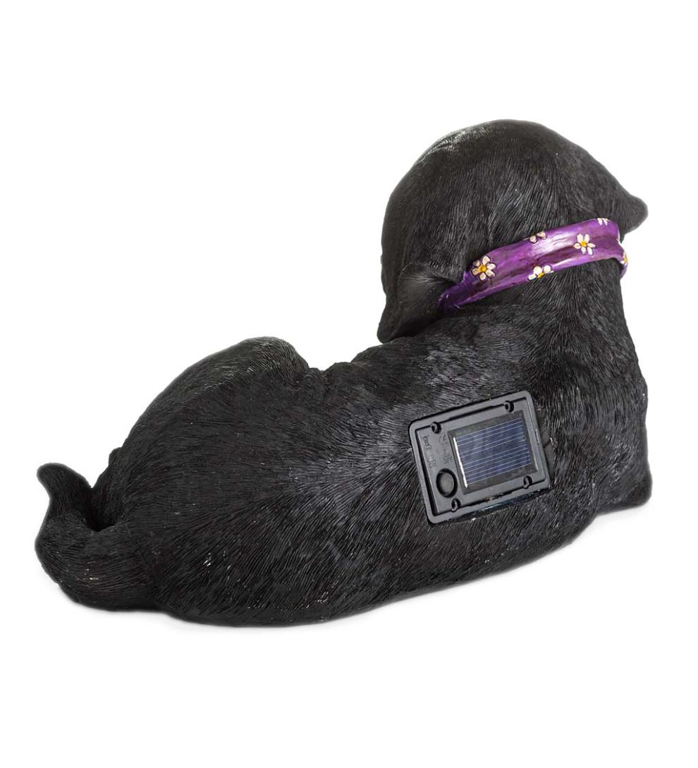 Plow & Hearth Outdoor Lamps & Lighting Outdoor Living Labrador Retriever Puppy Statue With Solar Butterfly