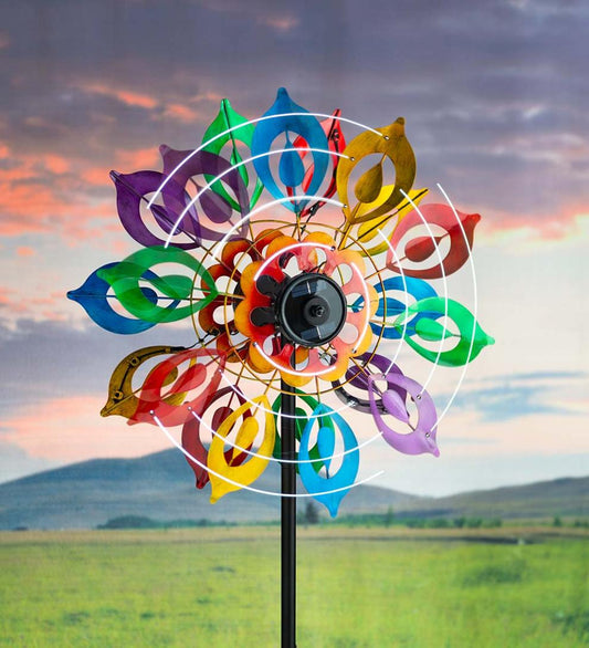Plow & Hearth Outdoor Lamps & Lighting Outdoor Living Multicolor Lily Flower Solar Wind Spinner - Multi