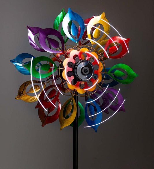 Plow & Hearth Outdoor Lamps & Lighting Outdoor Living Multicolor Lily Flower Solar Wind Spinner - Multi