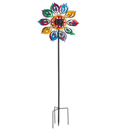 Plow & Hearth Outdoor Lamps & Lighting Outdoor Living Multicolor Lily Flower Solar Wind Spinner - Multi