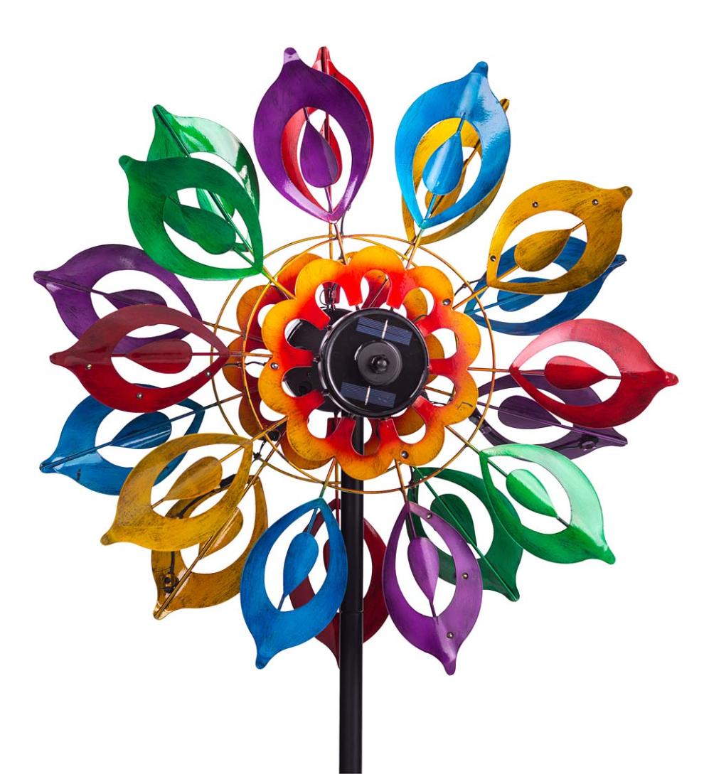 Plow & Hearth Outdoor Lamps & Lighting Outdoor Living Multicolor Lily Flower Solar Wind Spinner - Multi