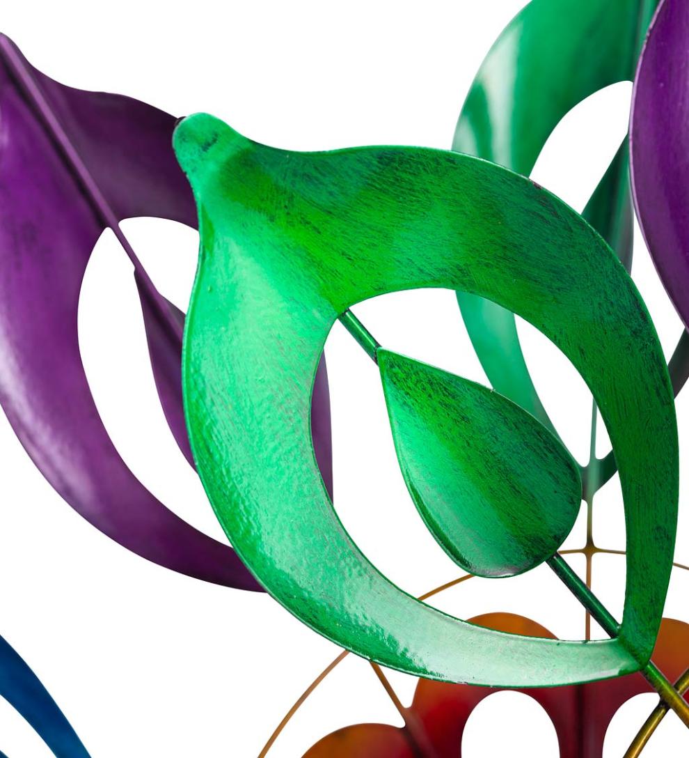 Plow & Hearth Outdoor Lamps & Lighting Outdoor Living Multicolor Lily Flower Solar Wind Spinner - Multi