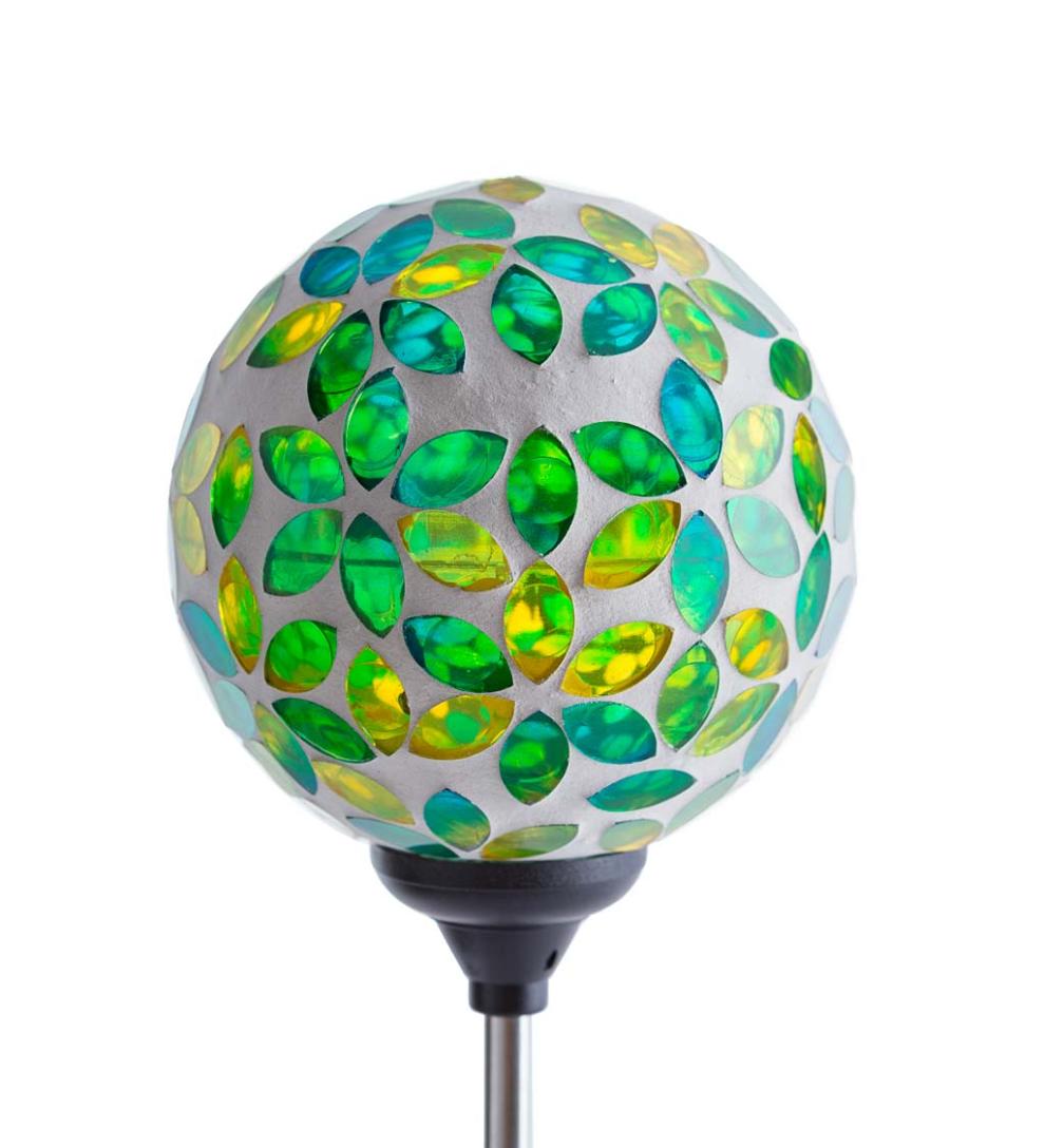 Plow & Hearth Outdoor Lamps & Lighting Outdoor Living Pieced Glass Mosaic Solar Garden Stakes, Set Of 3