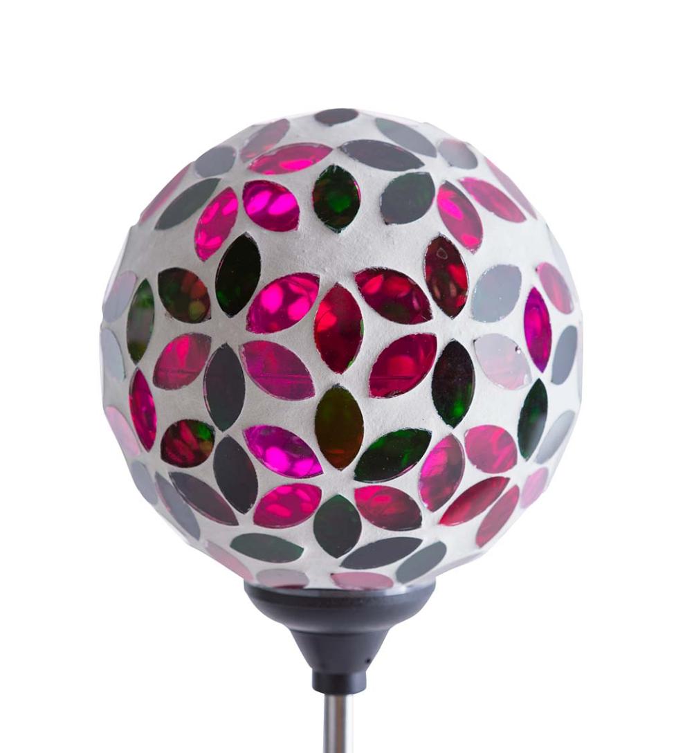 Plow & Hearth Outdoor Lamps & Lighting Outdoor Living Pieced Glass Mosaic Solar Garden Stakes, Set Of 3