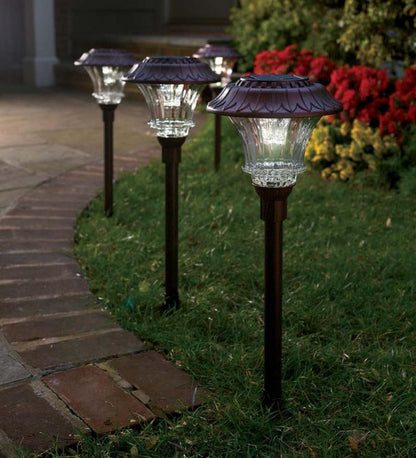 Plow & Hearth Outdoor Lamps & Lighting Outdoor Living Super-Bright Solar Led Path Lights, Set Of 4 - Black
