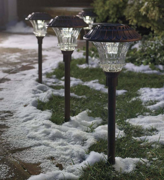 Plow & Hearth Outdoor Lamps & Lighting Outdoor Living Super-Bright Solar Led Path Lights, Set Of 4 - Black