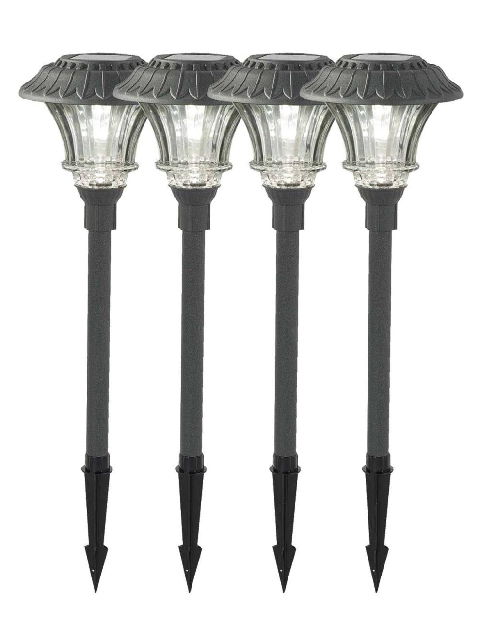 Plow & Hearth Outdoor Lamps & Lighting Outdoor Living Super-Bright Solar Led Path Lights, Set Of 4 - Black