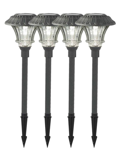 Plow & Hearth Outdoor Lamps & Lighting Outdoor Living Super-Bright Solar Led Path Lights, Set Of 4 - Black
