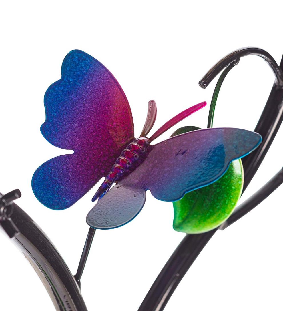Plow & Hearth Outdoor Lamps & Lighting Outdoor Living Triple Flower Spinner With Color-Changing Solar Crackle Glass Orbs