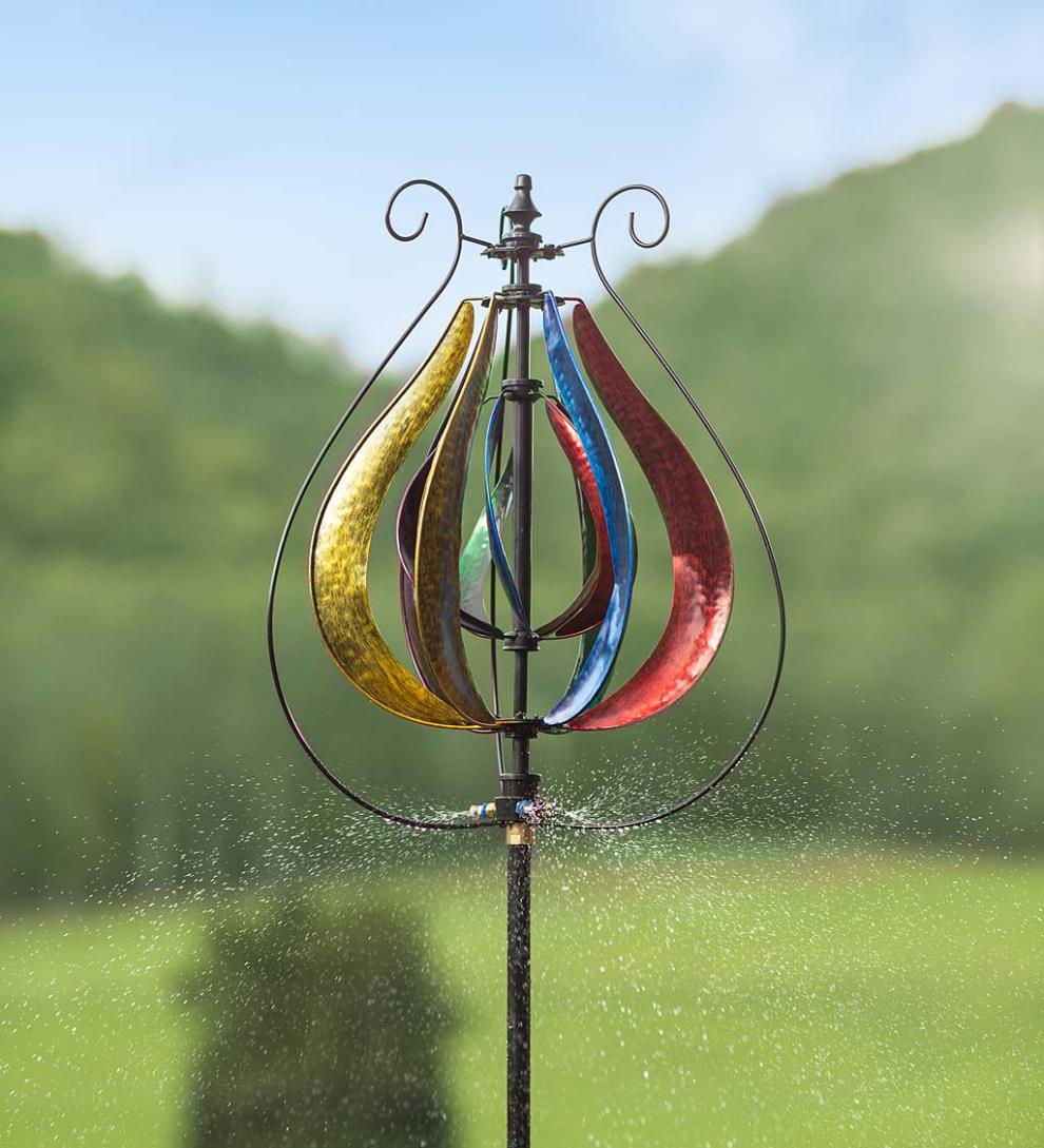 Plow & Hearth Outdoor Lamps & Lighting Outdoor Living Water Misting Garden Wind Spinner - Verdigris Copper