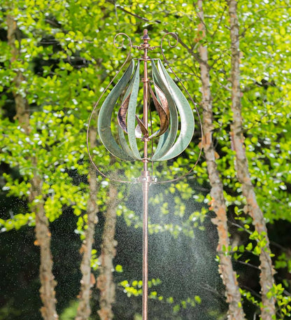 Plow & Hearth Outdoor Lamps & Lighting Outdoor Living Water Misting Garden Wind Spinner - Verdigris Copper