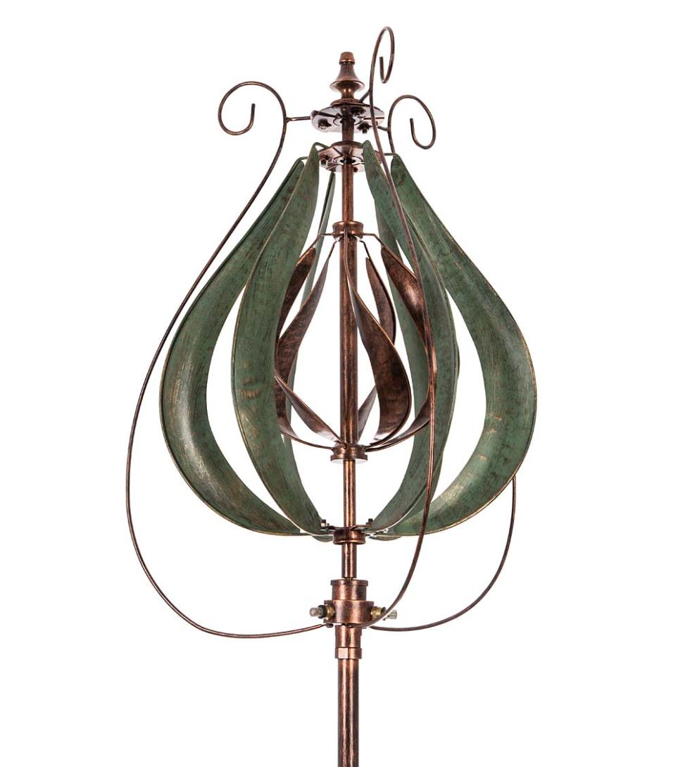 Plow & Hearth Outdoor Lamps & Lighting Outdoor Living Water Misting Garden Wind Spinner - Verdigris Copper