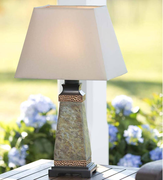 Plow & Hearth Outdoor Lamps & Lighting Outdoor Living Weatherproof Slate Outdoor Table Lamp