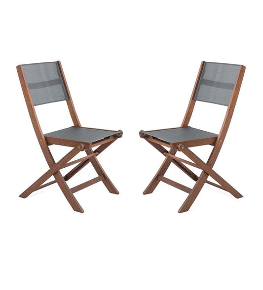 Plow & Hearth Outdoor Seating Sets Outdoor Living Eucalyptus Wood Outdoor Bistro Set With 2 Textilene Fabric Chairs