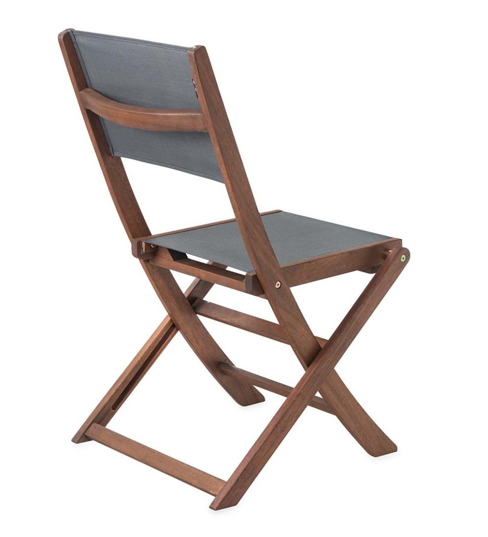 Plow & Hearth Outdoor Seating Sets Outdoor Living Eucalyptus Wood Outdoor Bistro Set With 2 Textilene Fabric Chairs