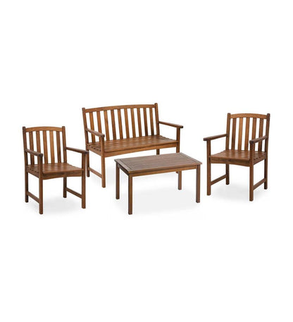 Plow & Hearth Outdoor Seating Sets Outdoor Living Lancaster Eucalyptus Outdoor Seating, 4-Piece Set - Natural