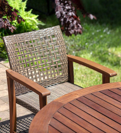 Plow & Hearth Outdoor Seating Sets Outdoor Living Lancaster Outdoor Eucalyptus And Wicker Woven Chairs, Set Of 2 - Natural