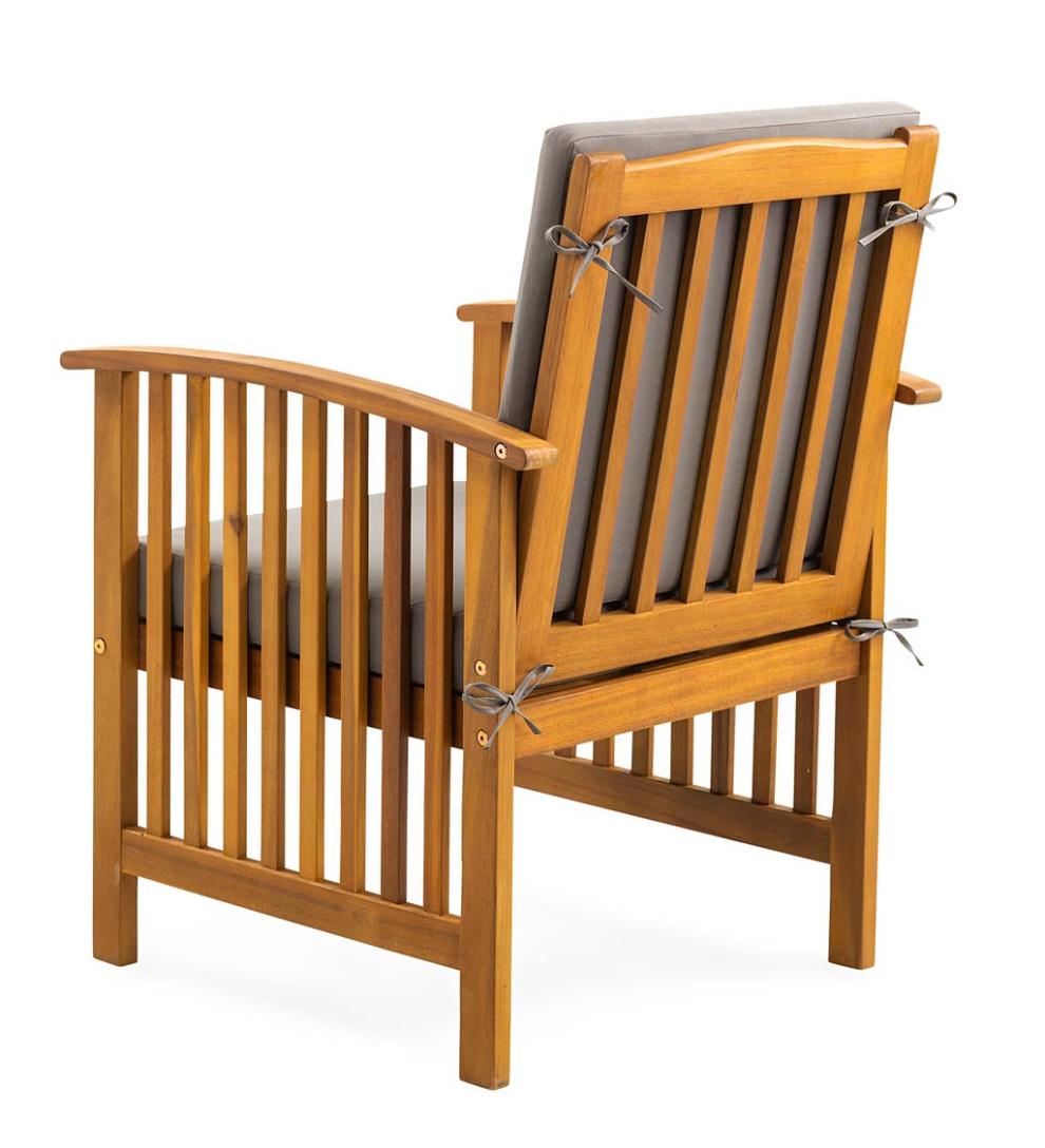 Plow & Hearth Outdoor Seating Sets Outdoor Living Mission Style Acadia Wood Outdoor Seating Set With Cushions - Natural