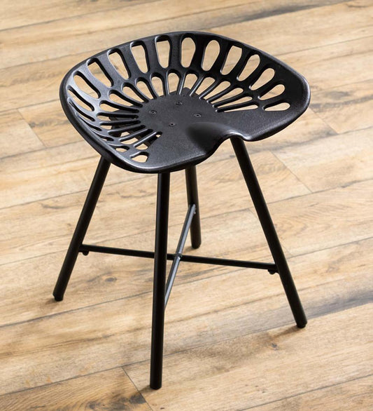 Plow & Hearth Outdoor Seating Sets Outdoor Living Vintage Style Metal Tractor Seat Stool - Red