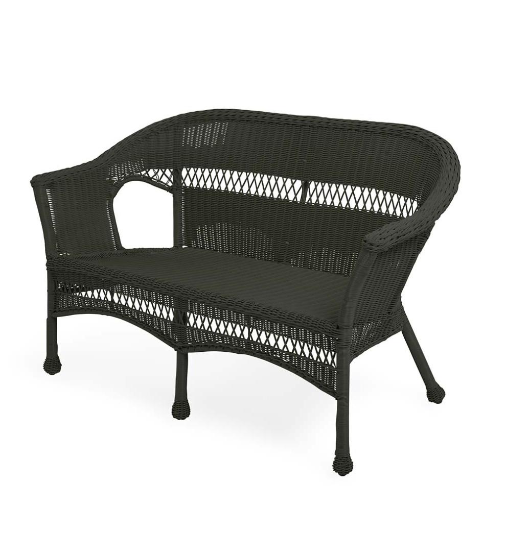 Plow & Hearth Outdoor Side Tables Outdoor Living Easy Care Resin Wicker End Table - Black