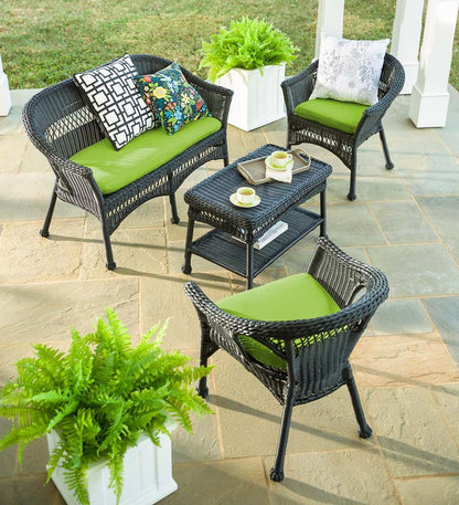 Plow & Hearth Outdoor Side Tables Outdoor Living Easy Care Resin Wicker End Table - Black
