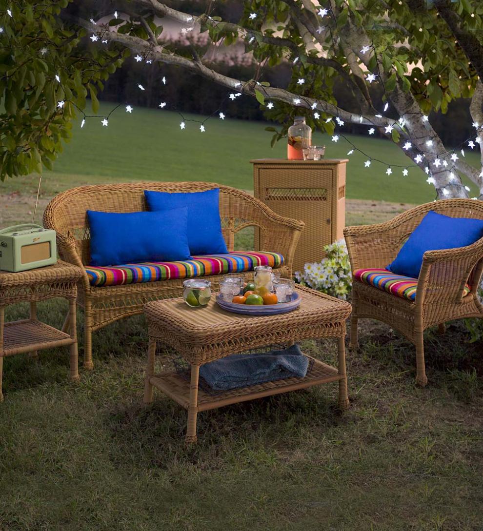 Plow & Hearth Outdoor Side Tables Outdoor Living Easy Care Resin Wicker End Table - Black