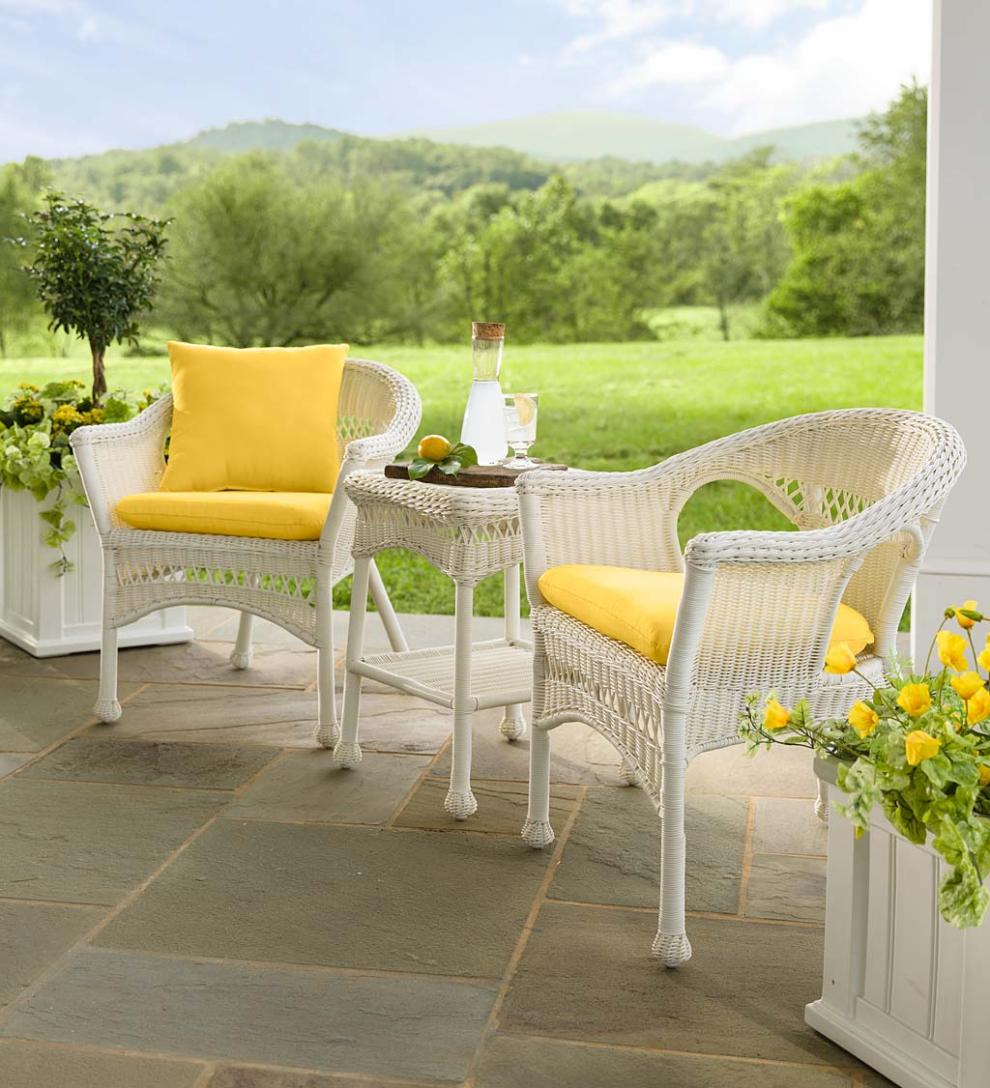Plow & Hearth Outdoor Side Tables Outdoor Living Easy Care Resin Wicker End Table - Black
