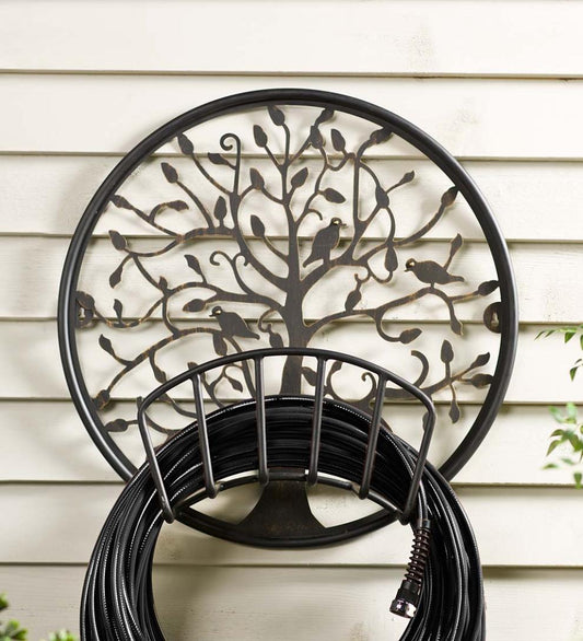 Plow & Hearth Outdoor Wall Art Outdoor Living Tree Of Life Metal Hose Holder