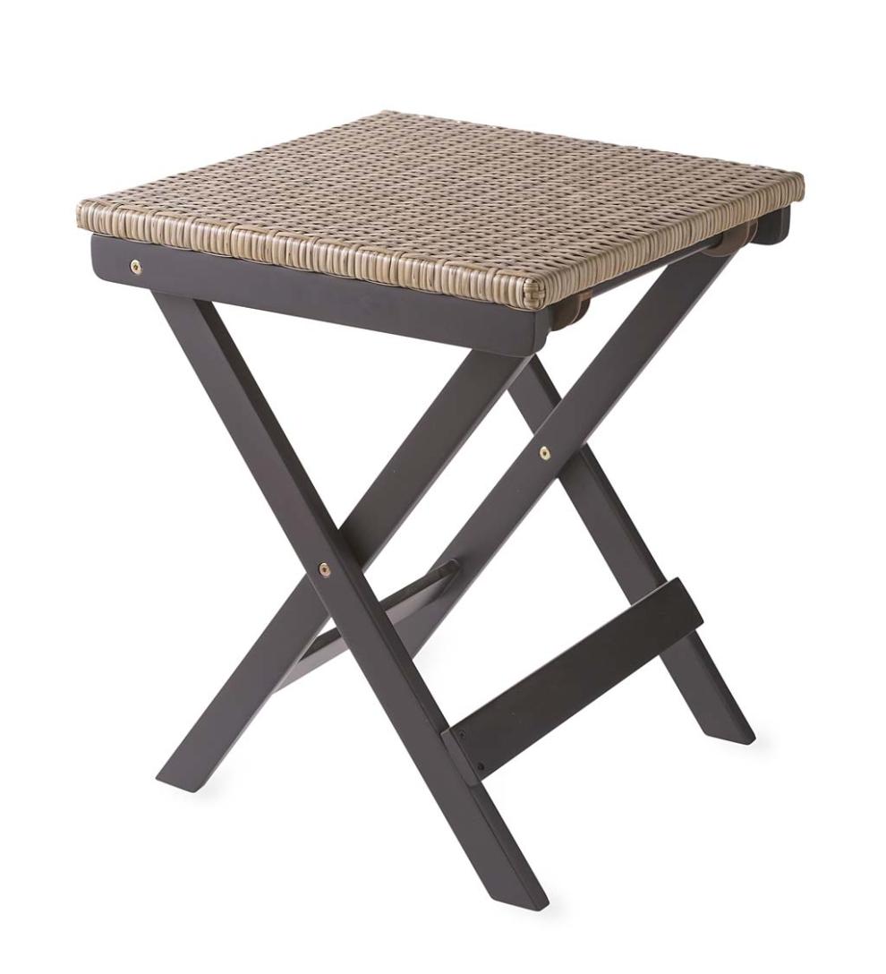 Plow & Hearth Outdoor Wicker Outdoor Living Claytor Eucalyptus Outdoor 2 Chairs And 2 Ottomans With Table, 5-Piece Set - Black