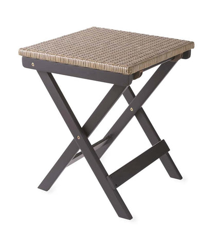 Plow & Hearth Outdoor Wicker Outdoor Living Claytor Eucalyptus Outdoor 2 Chairs And 2 Ottomans With Table, 5-Piece Set - Black