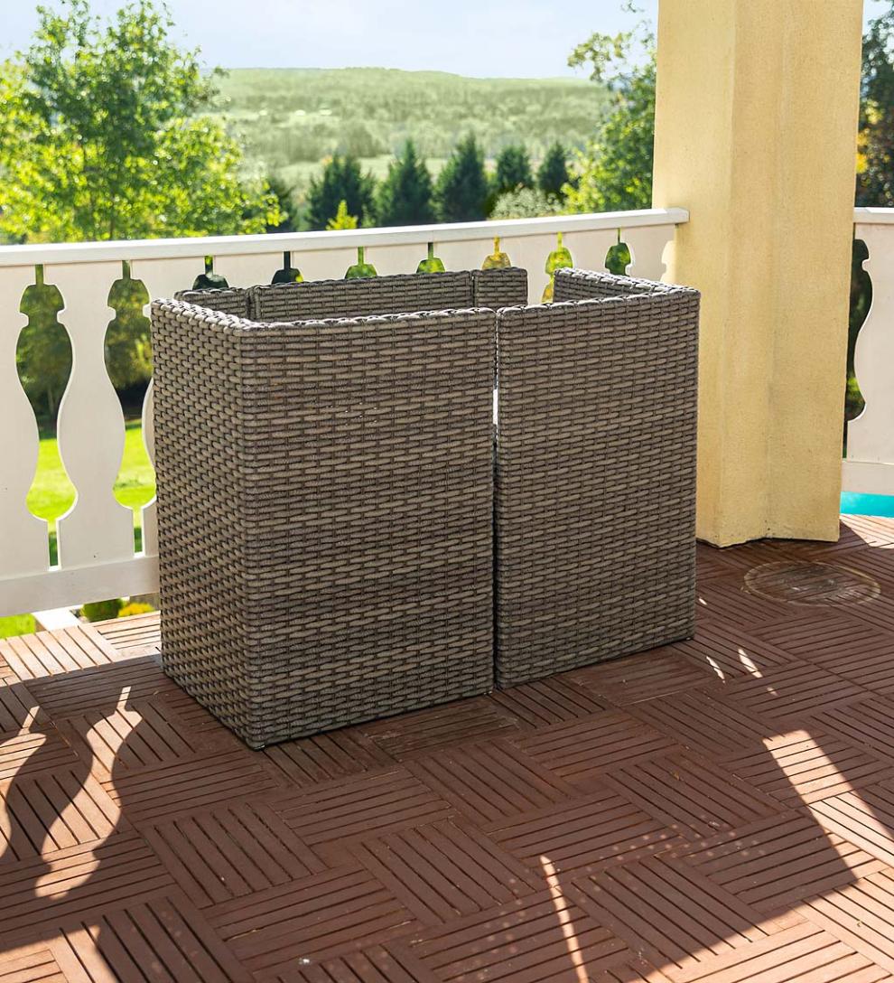 Plow & Hearth Outdoor Wicker Outdoor Living Compact Modular Wicker Seating Set With Multiple Configurations - Antique Brown