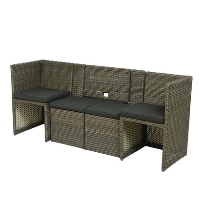 Plow & Hearth Outdoor Wicker Outdoor Living Compact Modular Wicker Seating Set With Multiple Configurations - Antique Brown