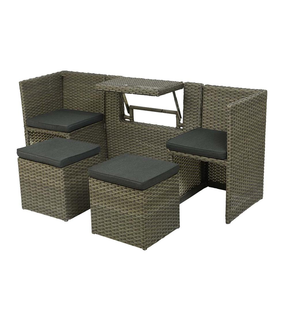Plow & Hearth Outdoor Wicker Outdoor Living Compact Modular Wicker Seating Set With Multiple Configurations - Antique Brown