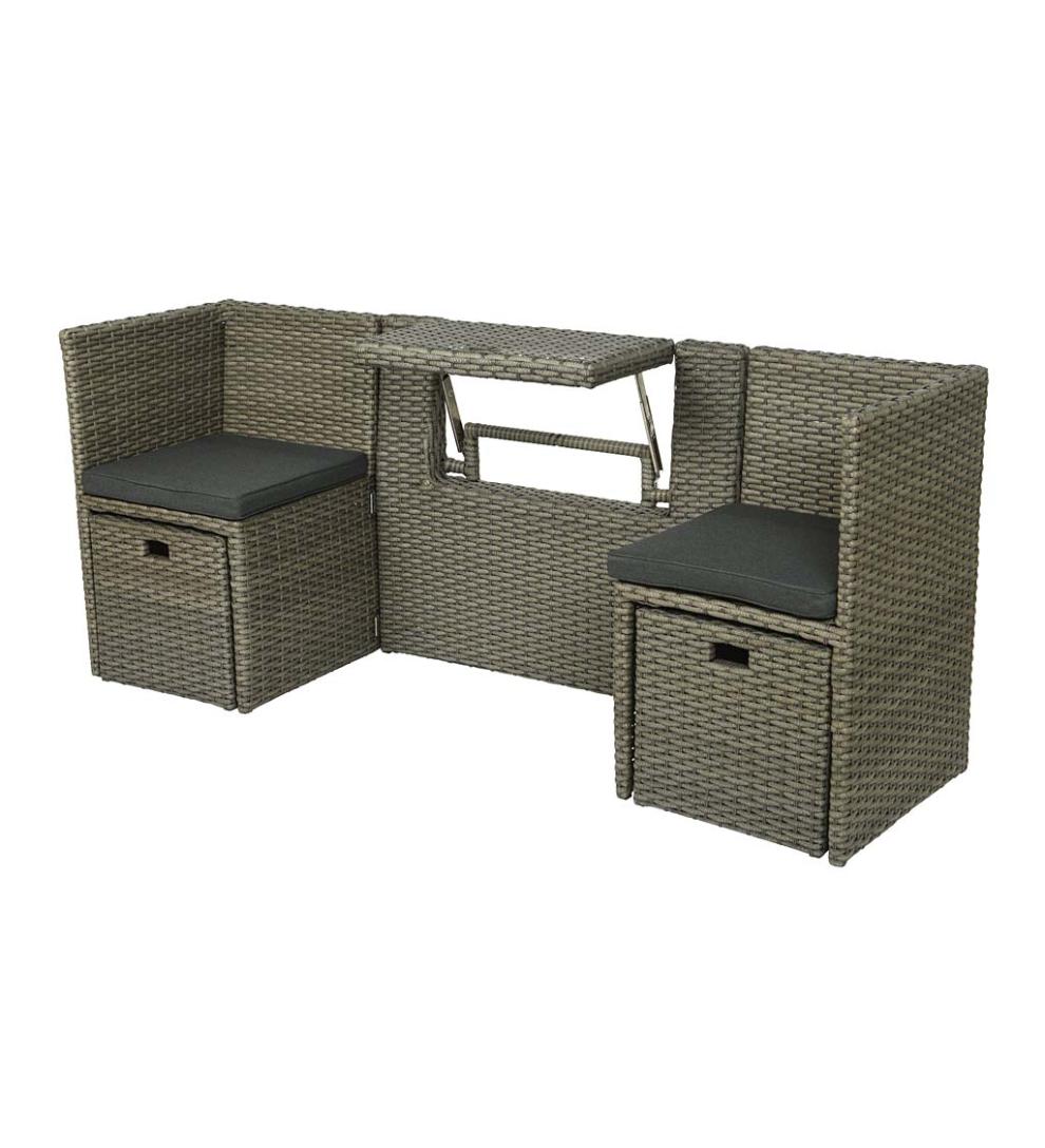 Plow & Hearth Outdoor Wicker Outdoor Living Compact Modular Wicker Seating Set With Multiple Configurations - Antique Brown