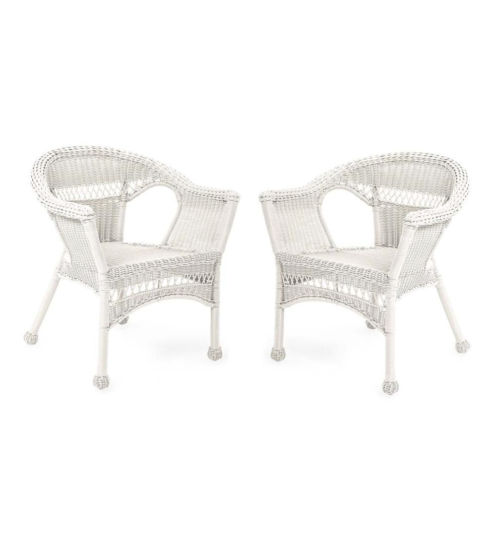 Plow & Hearth Outdoor Wicker Outdoor Living Easy Care Resin Wicker Chairs, Set Of 2 - Black