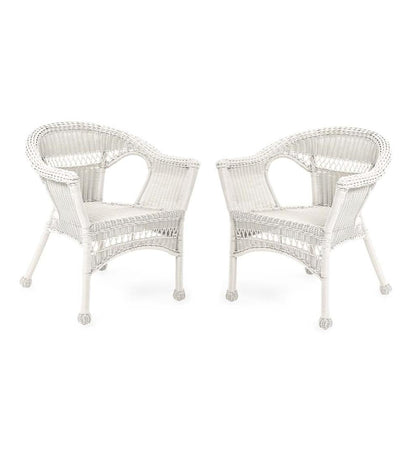 Plow & Hearth Outdoor Wicker Outdoor Living Easy Care Resin Wicker Chairs, Set Of 2 - Black