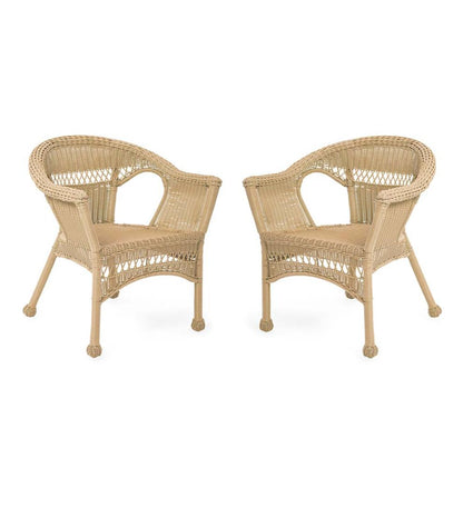 Plow & Hearth Outdoor Wicker Outdoor Living Easy Care Resin Wicker Chairs, Set Of 2 - Black