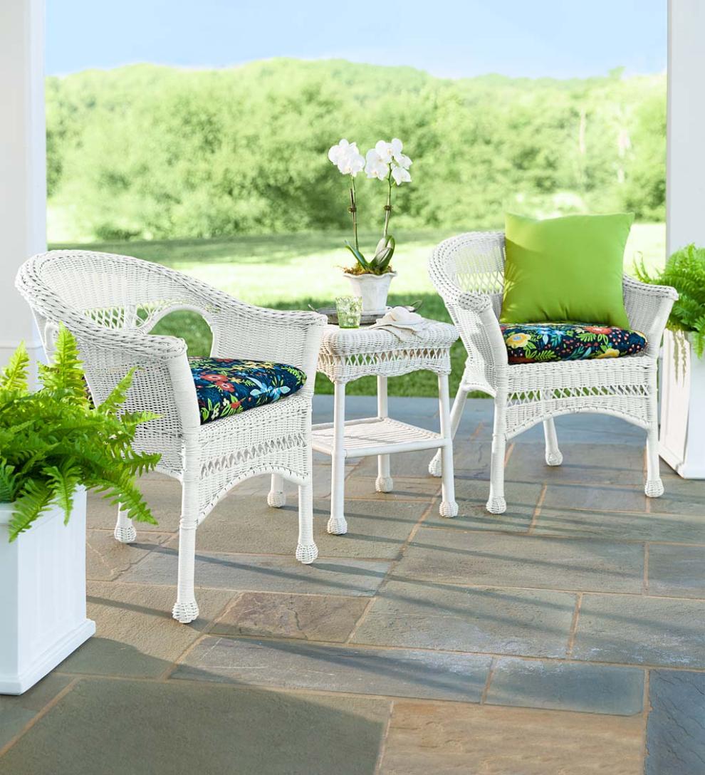 Plow & Hearth Outdoor Wicker Outdoor Living Easy Care Resin Wicker Chairs, Set Of 2 - Black