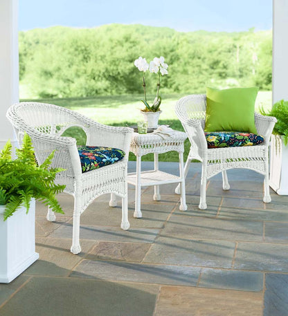 Plow & Hearth Outdoor Wicker Outdoor Living Easy Care Resin Wicker Chairs, Set Of 2 - Black