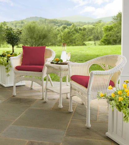 Plow & Hearth Outdoor Wicker Outdoor Living Easy Care Resin Wicker Chairs, Set Of 2 - Black