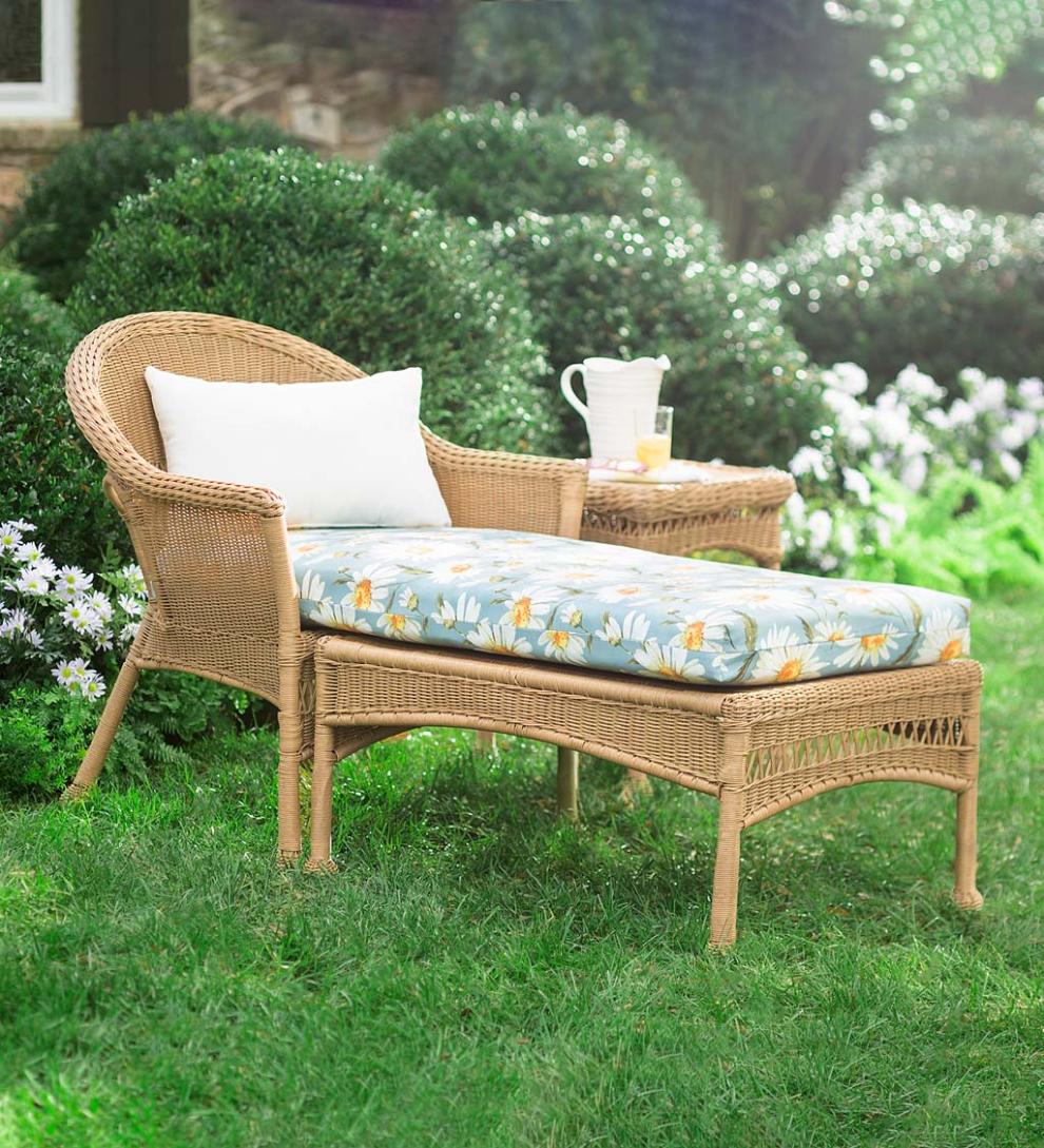 Plow & Hearth Outdoor Wicker Outdoor Living Easy Care Resin Wicker Chaise - Black