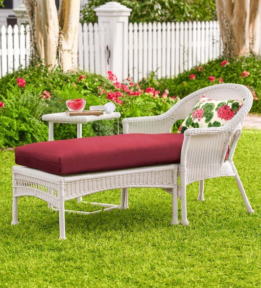 Plow & Hearth Outdoor Wicker Outdoor Living Easy Care Resin Wicker Chaise - Black