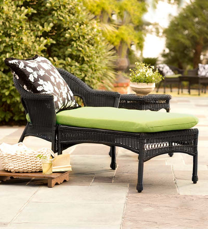 Plow & Hearth Outdoor Wicker Outdoor Living Easy Care Resin Wicker Chaise - Black