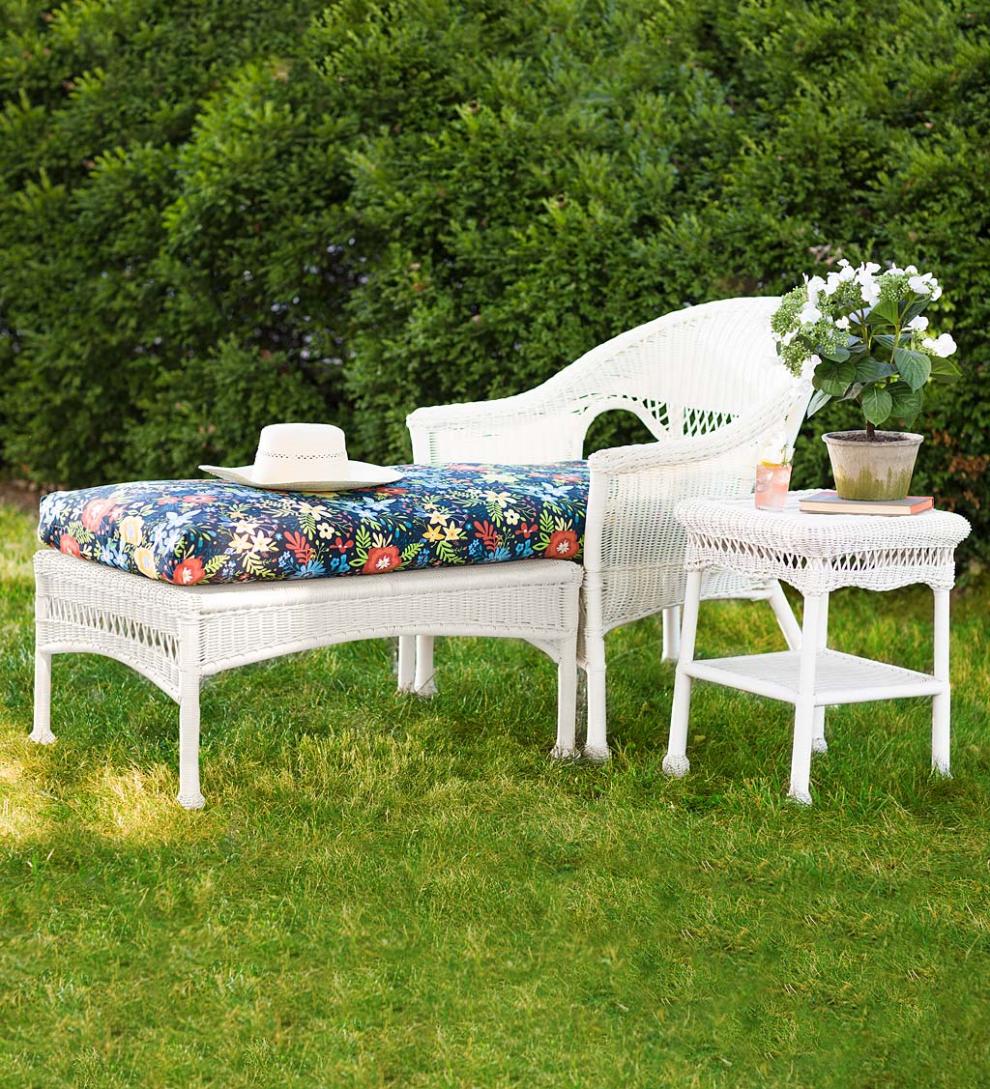 Plow & Hearth Outdoor Wicker Outdoor Living Easy Care Resin Wicker Chaise - Black