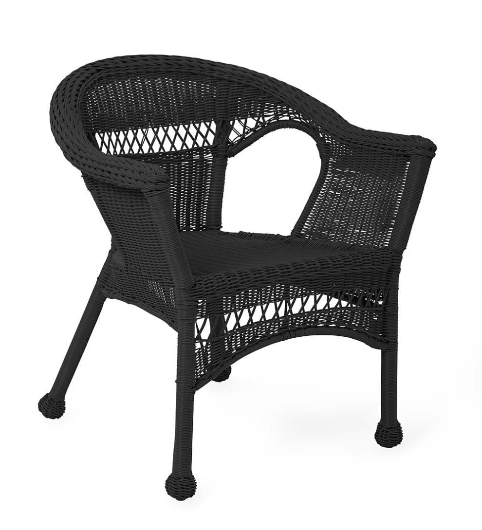 Plow & Hearth Outdoor Wicker Outdoor Living Easy Care Resin Wicker Love Seat, Chairs And Coffee Table Set