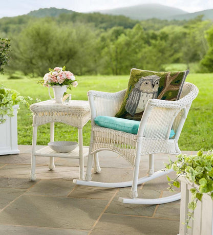 Plow & Hearth Outdoor Wicker Outdoor Living Easy Care Resin Wicker Rocker And End Table