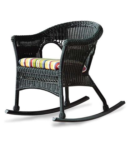 Plow & Hearth Outdoor Wicker Outdoor Living Easy Care Resin Wicker Rocker And End Table
