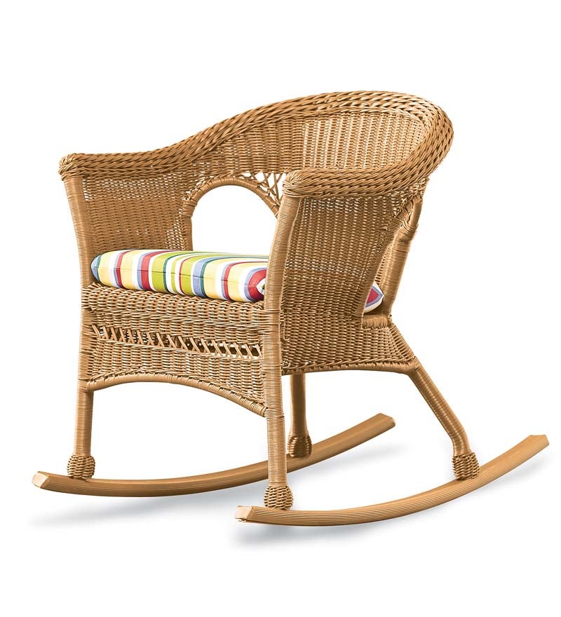 Plow & Hearth Outdoor Wicker Outdoor Living Easy Care Resin Wicker Rocker And End Table
