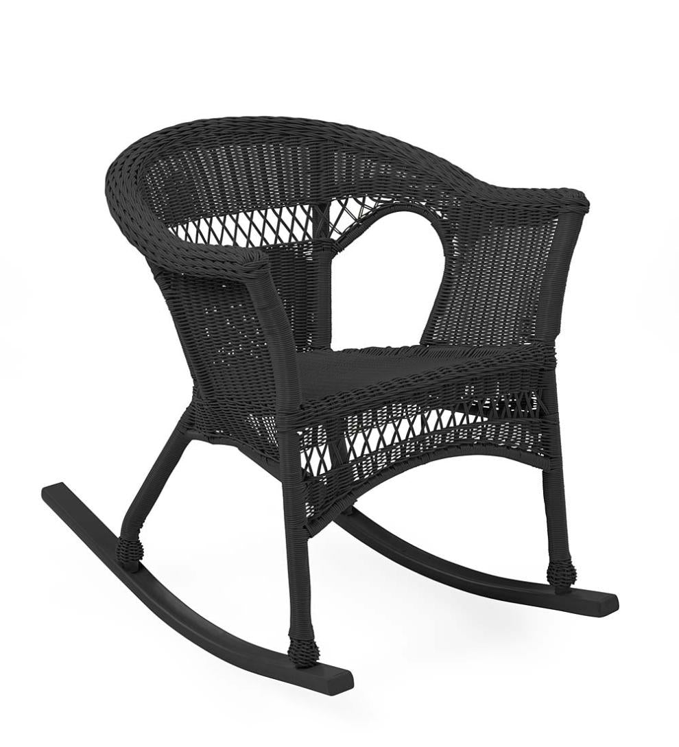 Plow & Hearth Outdoor Wicker Outdoor Living Easy Care Resin Wicker Rocker And End Table
