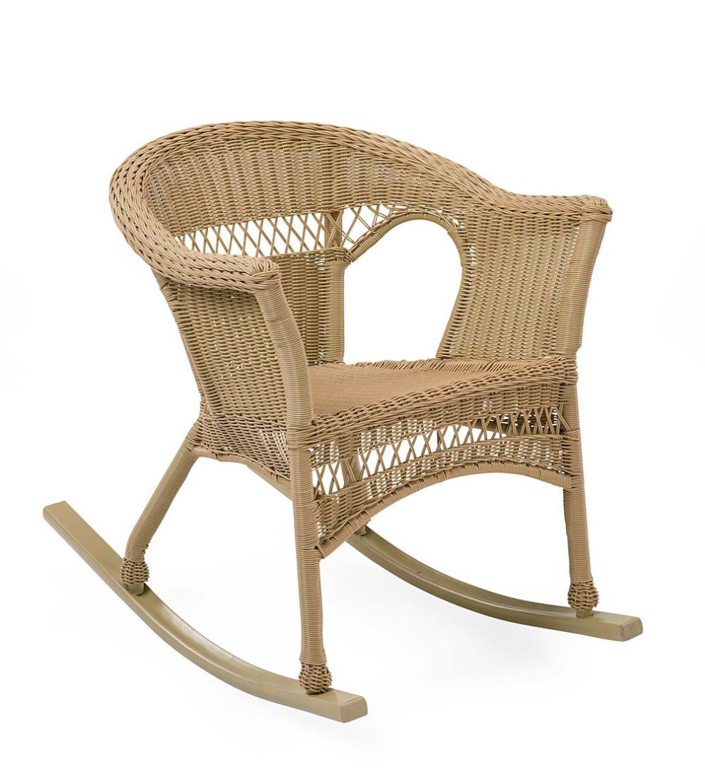 Plow & Hearth Outdoor Wicker Outdoor Living Easy Care Resin Wicker Rocker And End Table